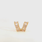Ear Cuff Doppio Cerchio con Zirconi Taglio Trapezio In Acciaio Inossidabile
