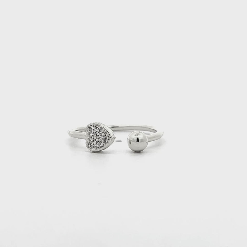 Anello Cuore e Sfera in Argento 925