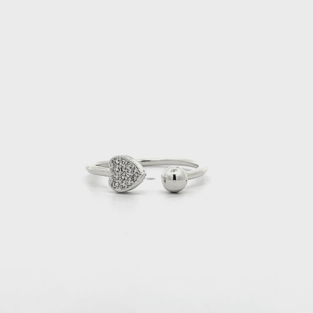 Anello Cuore e Sfera in Argento 925