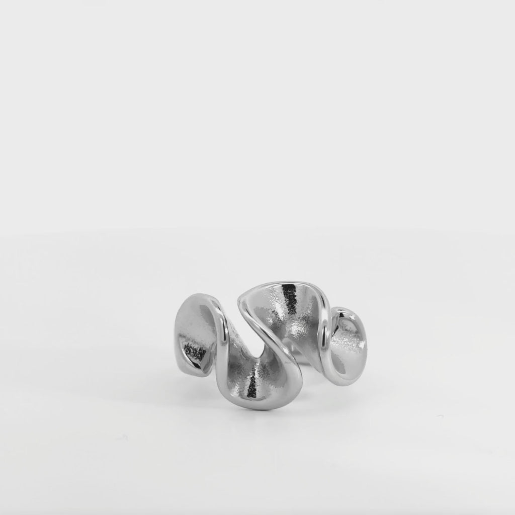 Anello Design a Nastro Ondulato In Acciaio Inossidabile
