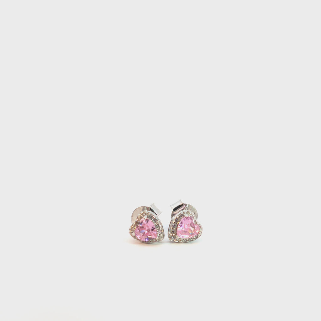Orecchini Cuore con Cristalli Colorati In Argento 925