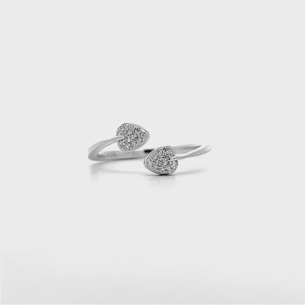 Anello Cuori Pavé Aperto in Argento 925