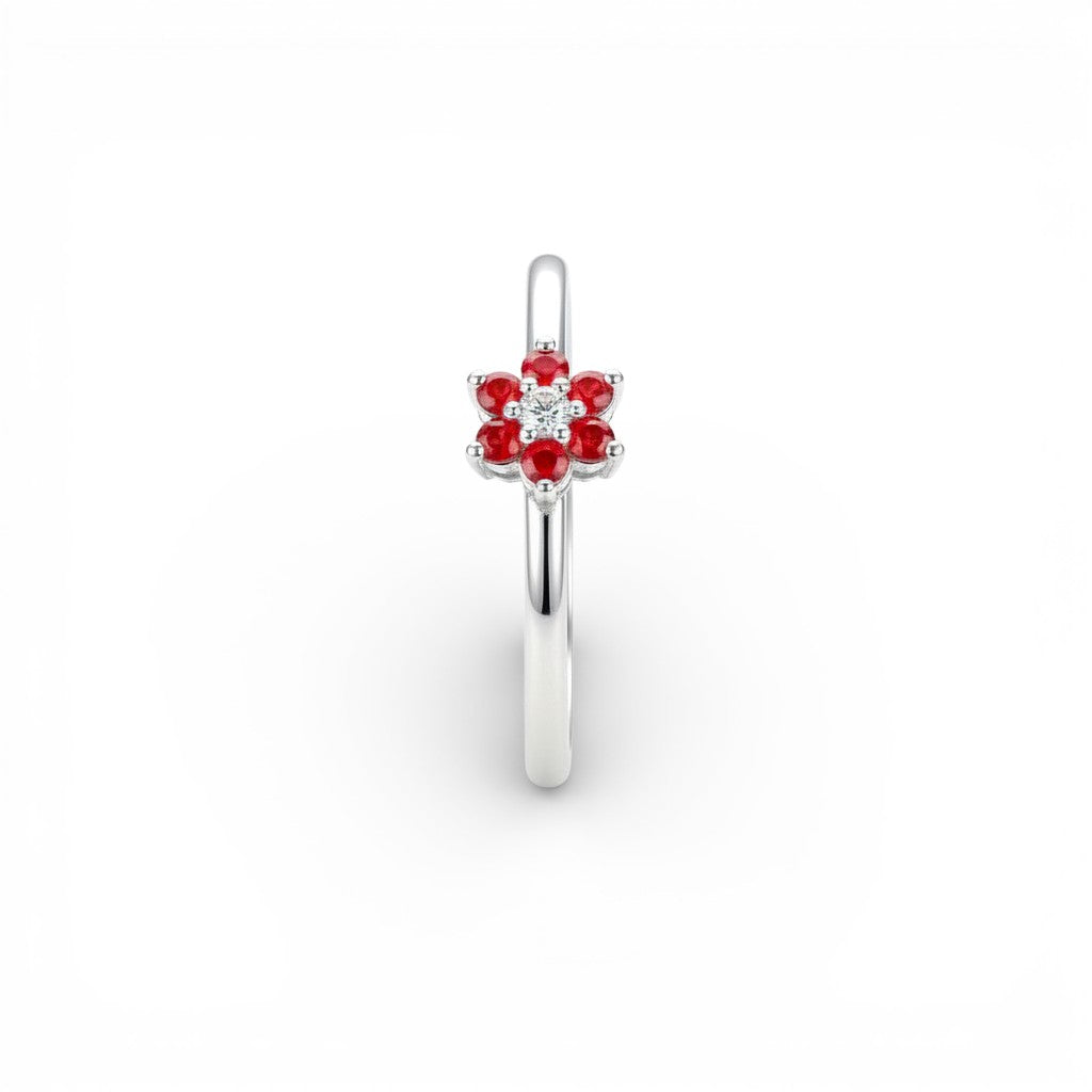 Ciondolo Fiore In Argento 925 Con Perla Rosa - 12 Mm - Per Creazione Gioielli Fai Da Te