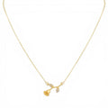 Collana con Rosa Pendente e Foglie Zirconate In Argento 925