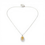 Collana Medaglione Ovale con Rosa a Rilievo In Acciaio Inossidabile