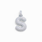 Ciondolo Lettera Bubble Bombato con Pavé di Zirconi In Ottone