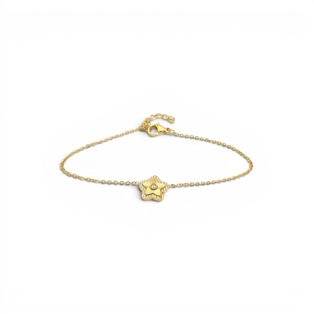 Bracciale Stella Radiante con Pavé e Punto Luce In Acciaio Inossidabile