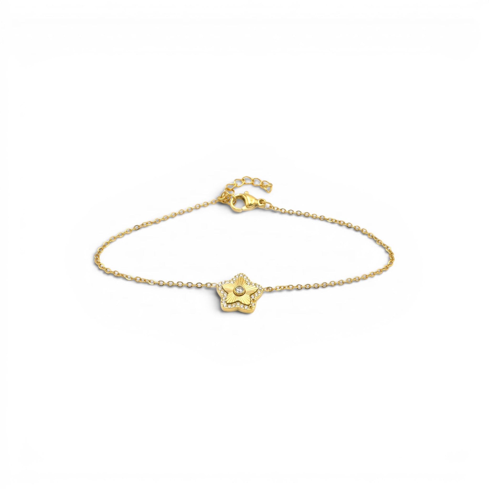 Bracciale Stella Radiante con Pavé e Punto Luce In Acciaio Inossidabile