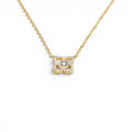 Collana con Quadrifoglio Stilizzato e Zirconi In Acciaio Inossidabile