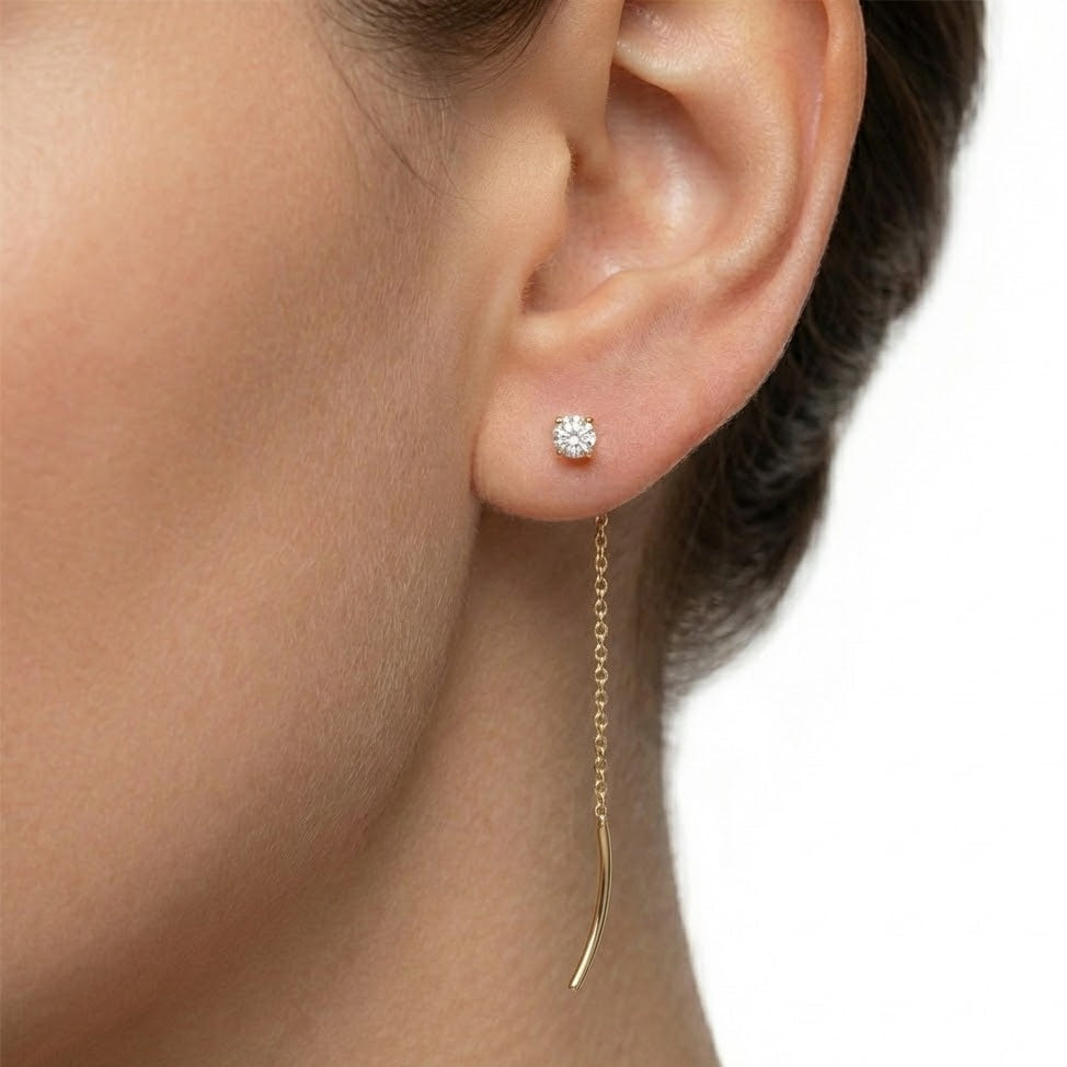 Orecchini Sali e Scendi Punto Luce In Acciaio Inossidabile