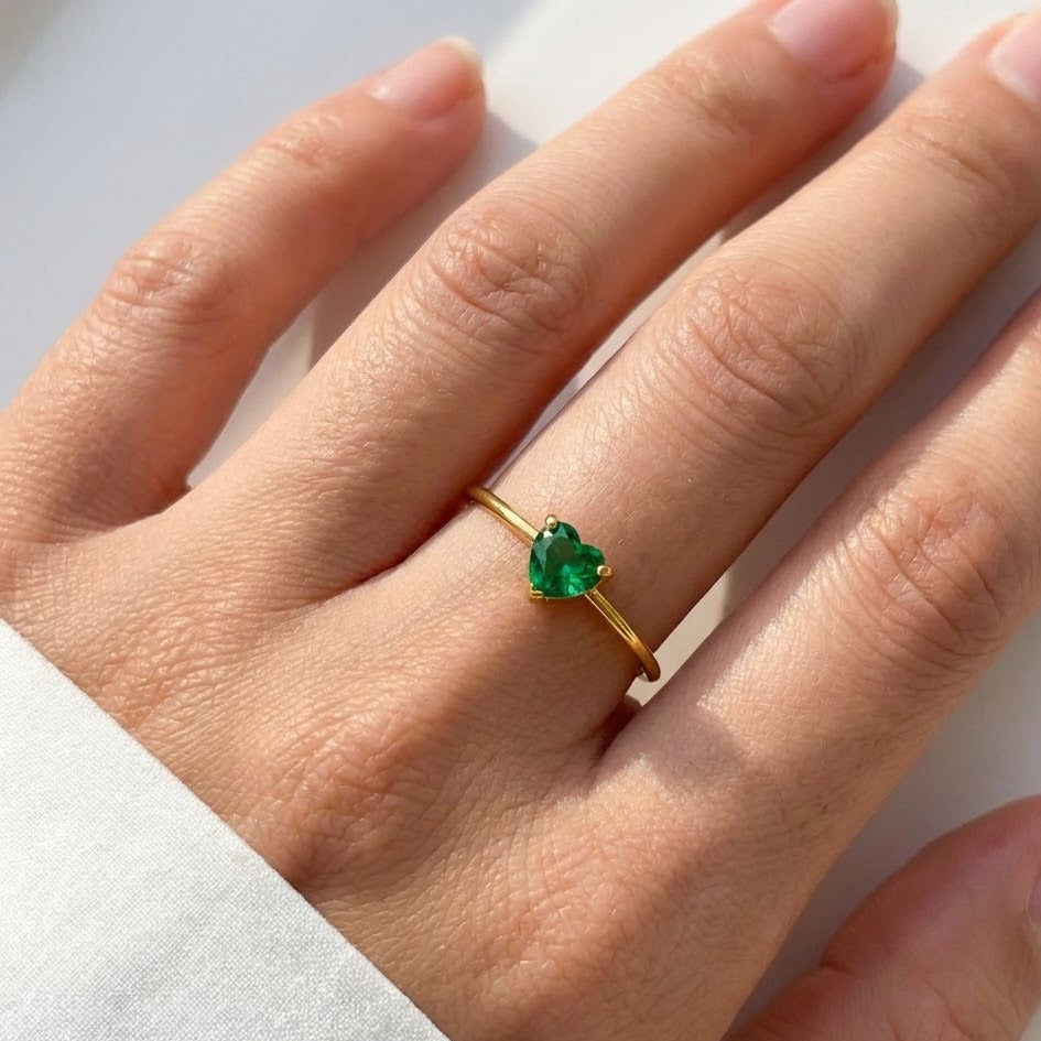 Anello Heart Link con Cuore in Pavé In Acciaio Inossidabile