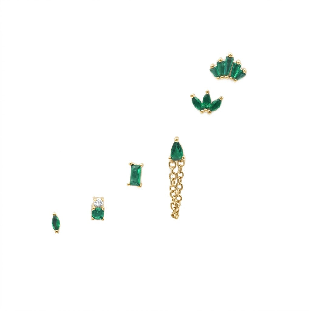 Set Orecchini In Acciaio Inossidabile con Pietre Colorate