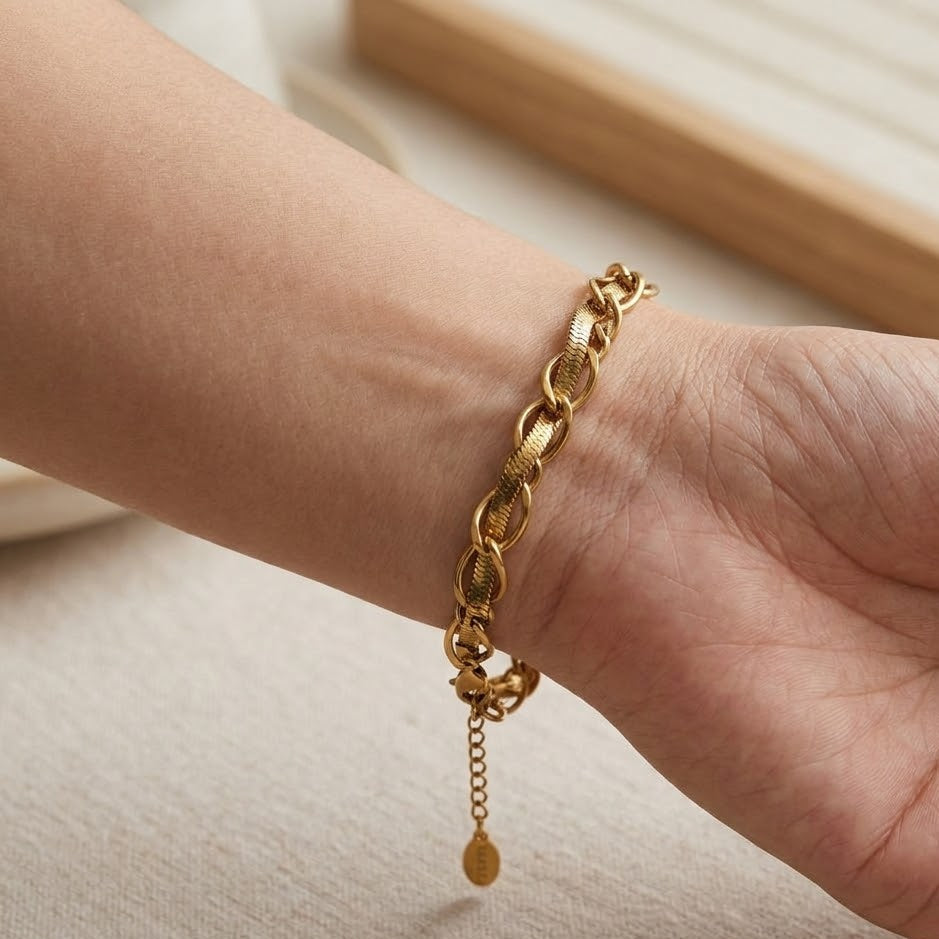 Bracciale Intreccio Mix Snake e Wave In Acciaio Inossidabile