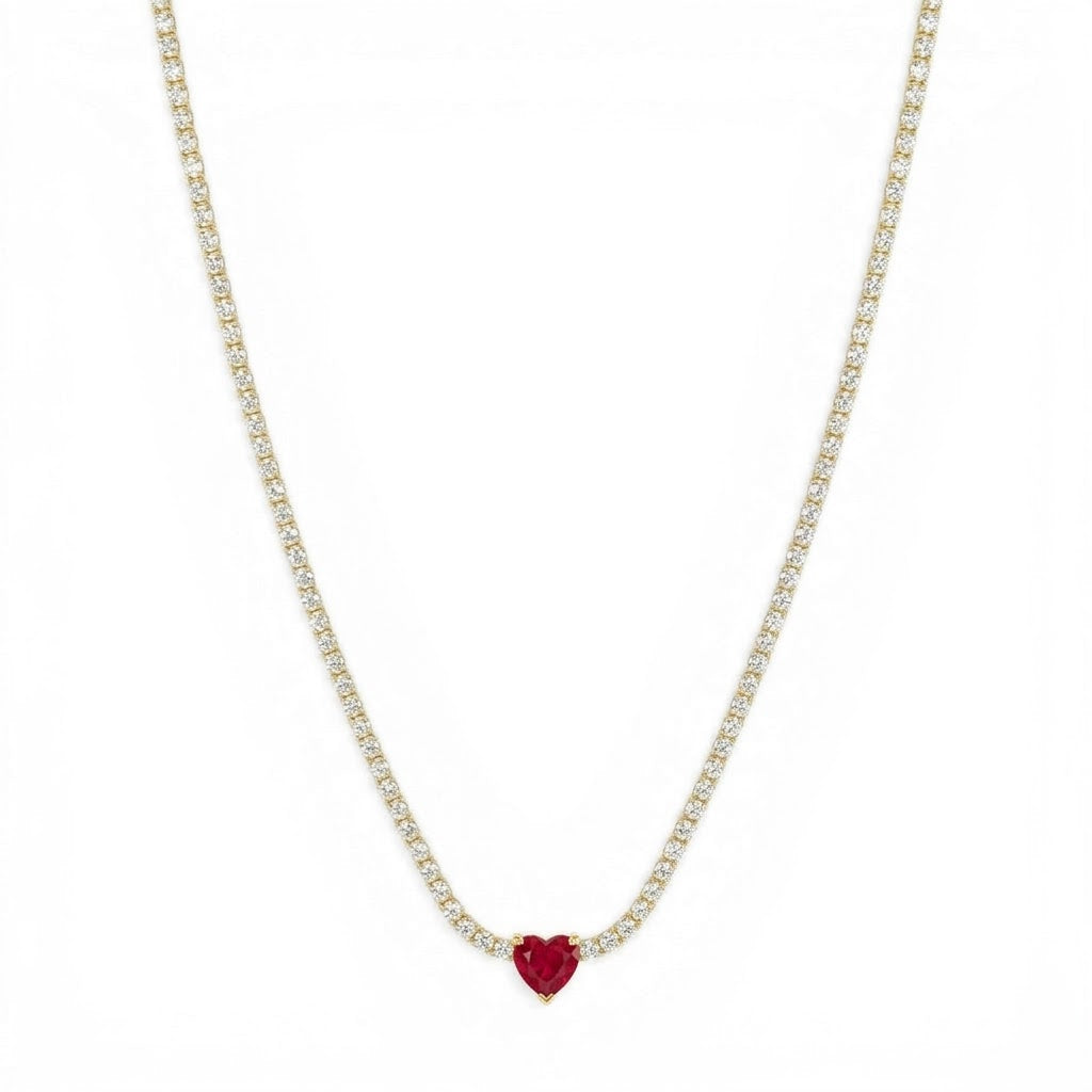 Collana Tennis Heart In Acciaio Inossidabile