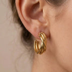 Orecchini Hoops a Tripla Fascia In Acciaio Inossidabile