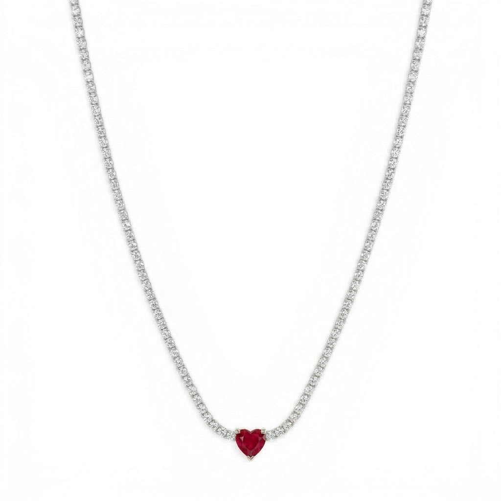 Collana Tennis Heart In Acciaio Inossidabile