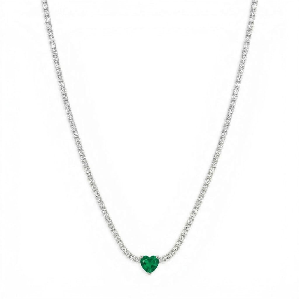 Collana Tennis Heart In Acciaio Inossidabile