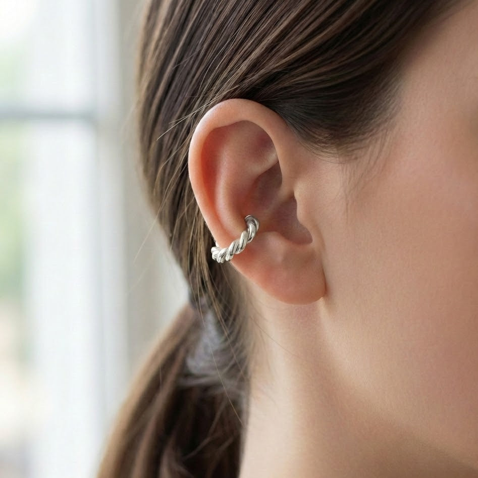 Ear Cuff Torchon In Argento 925