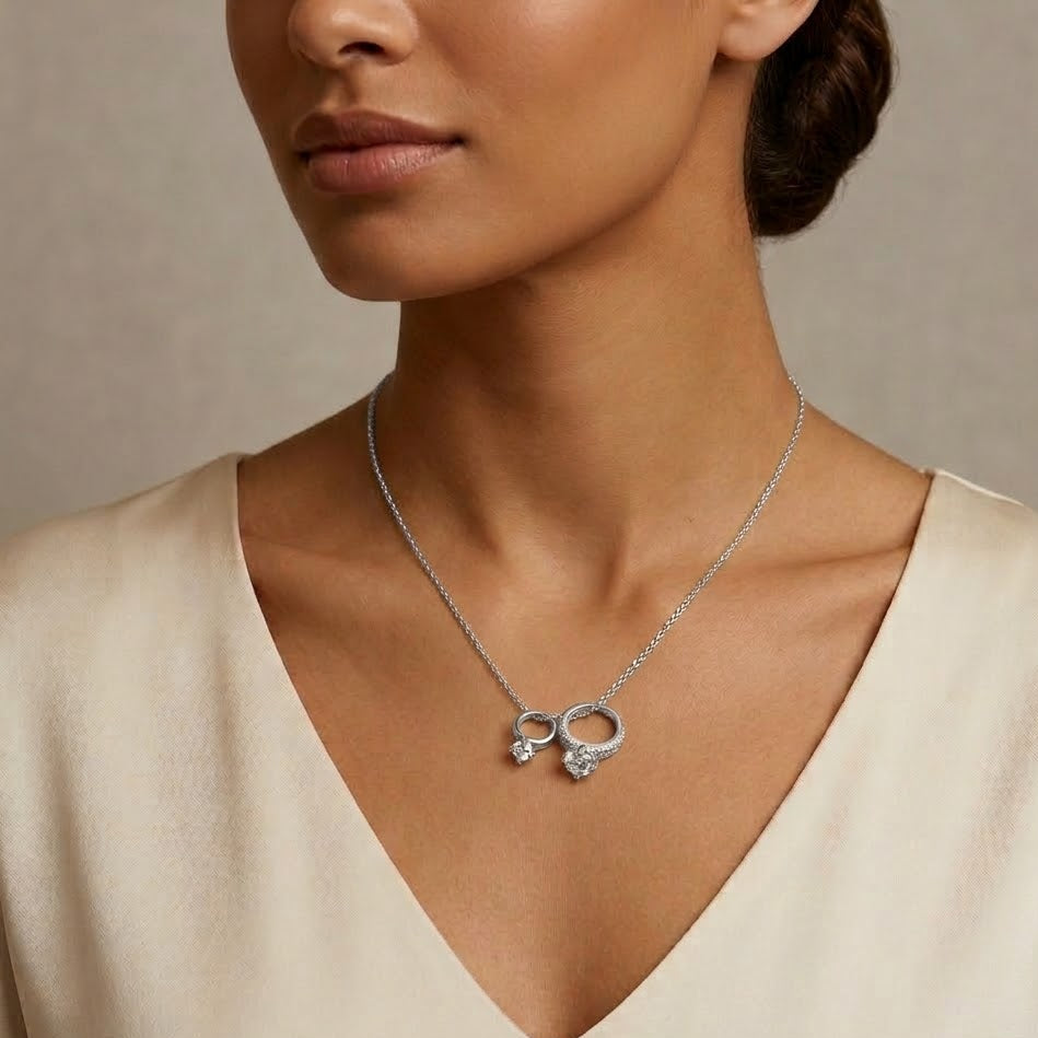 Collana Promessa d'Amore con Duo di Anelli in Argento 925