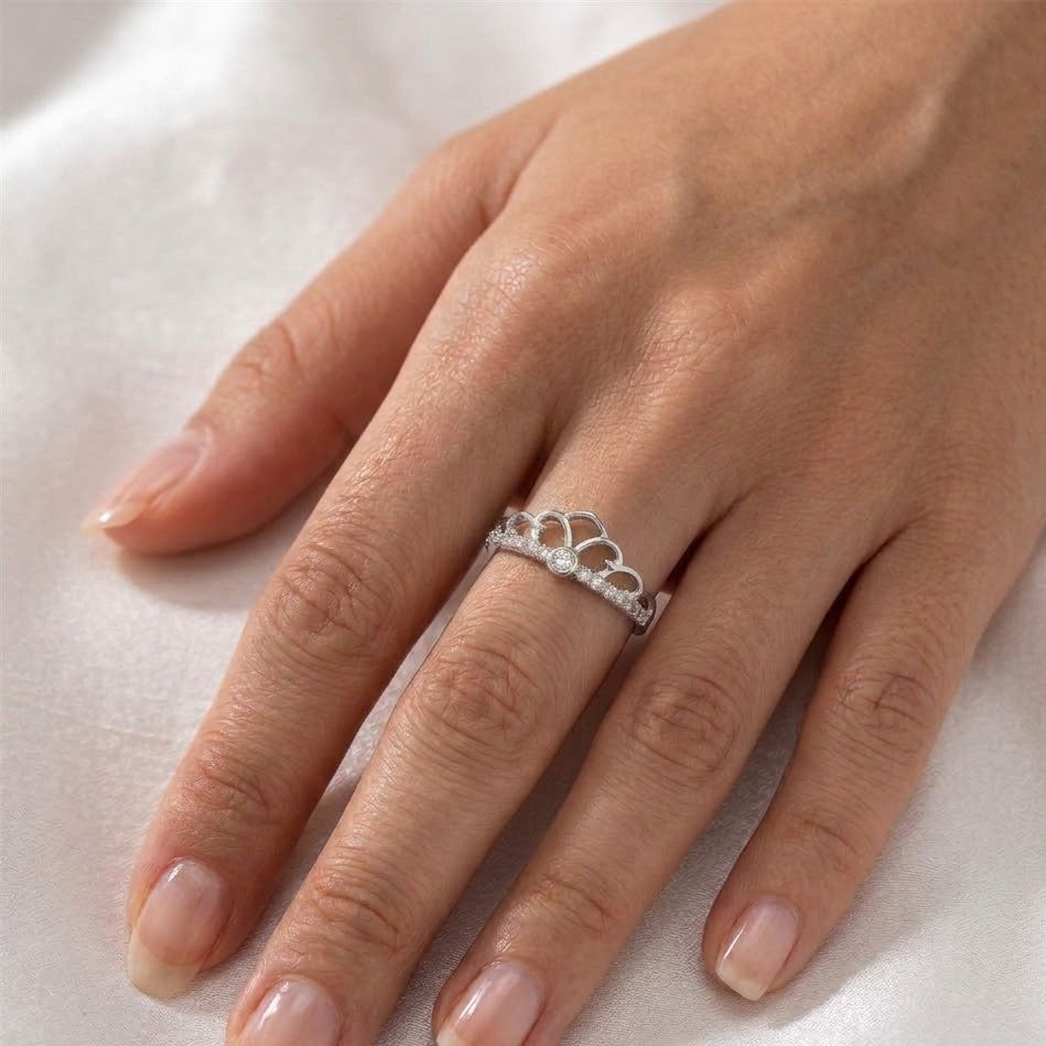 Anello Corona Zirconata In Argento 925