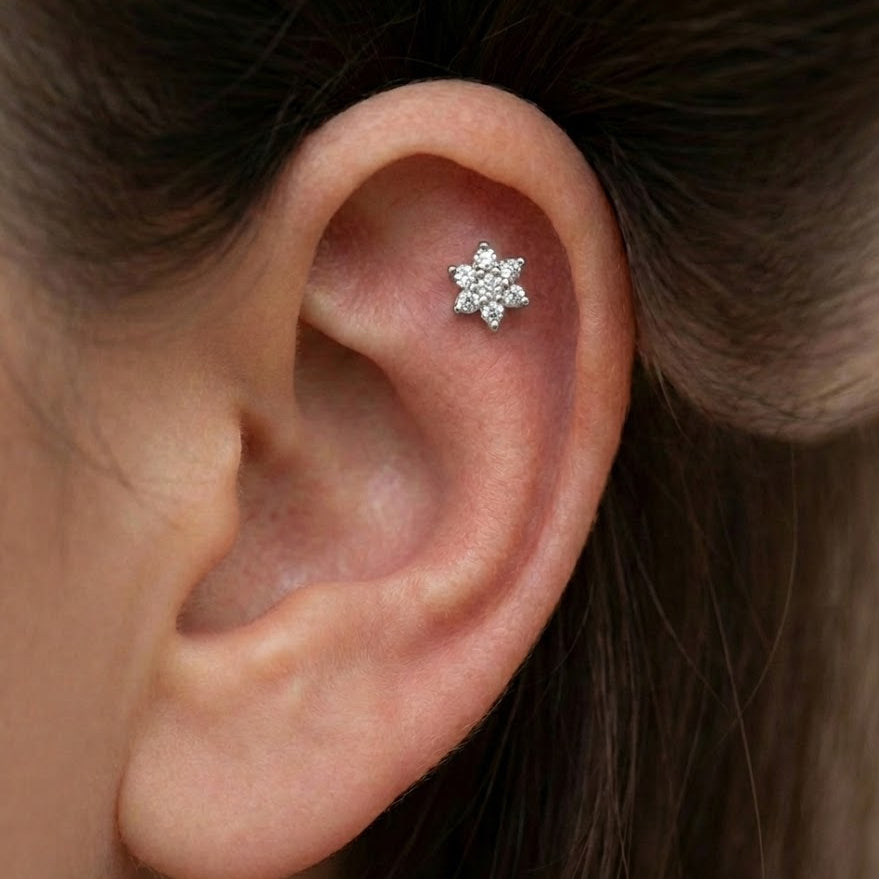 Piercing Fiore Zirconato In Argento 925