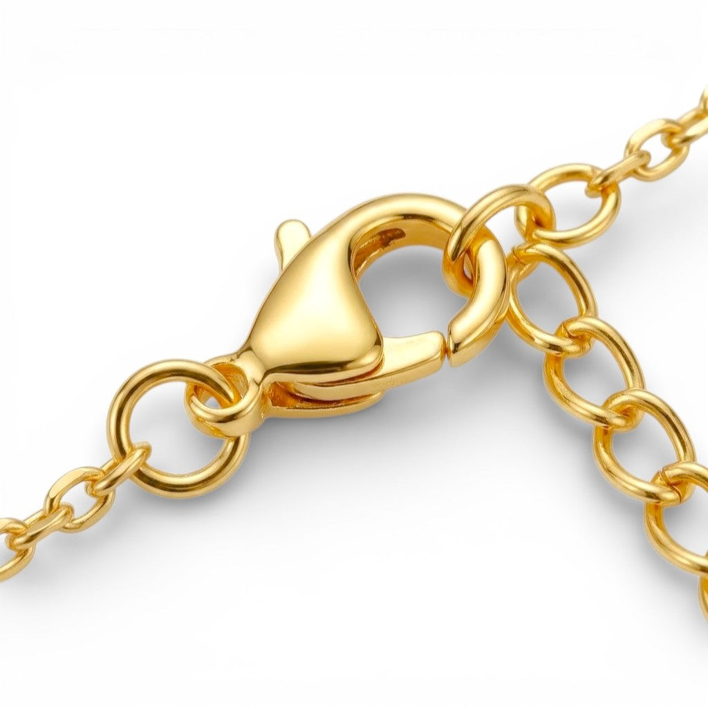Collana Doppio Fiore con Pavé e Punti Luce In Acciaio Inossidabile