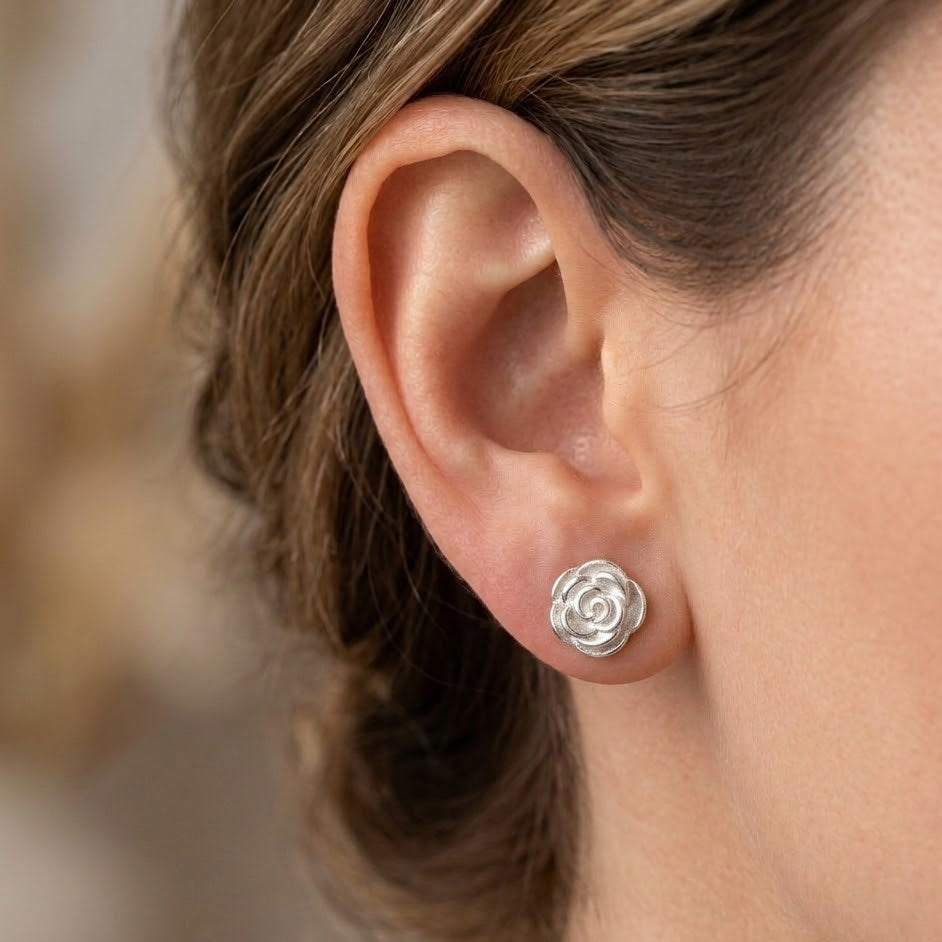Orecchini Rosa Tridimensionale In Argento 925