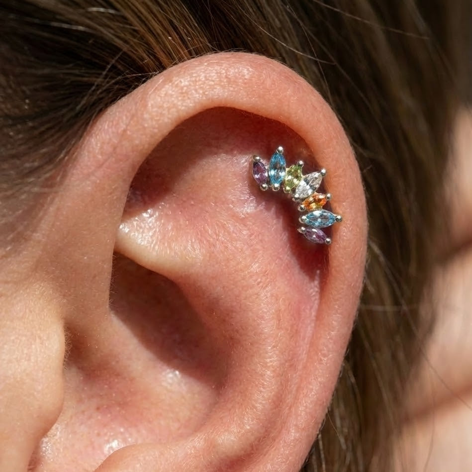 Piercing Pavé Multicolor In Argento 925