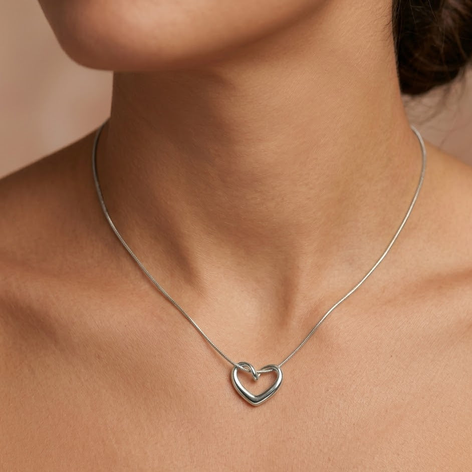 Collana Cuore Scorrevole In Acciaio Inossidabile