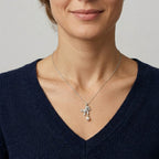 Collana con Orso Pendente Zirconato e Perla In Argento 925