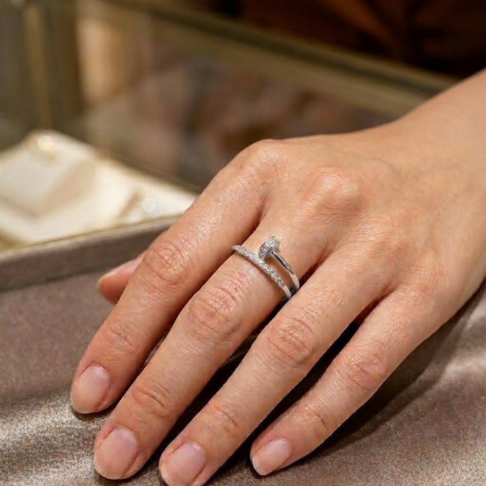 Anello Nail Sparkle in Acciaio Inossidabile