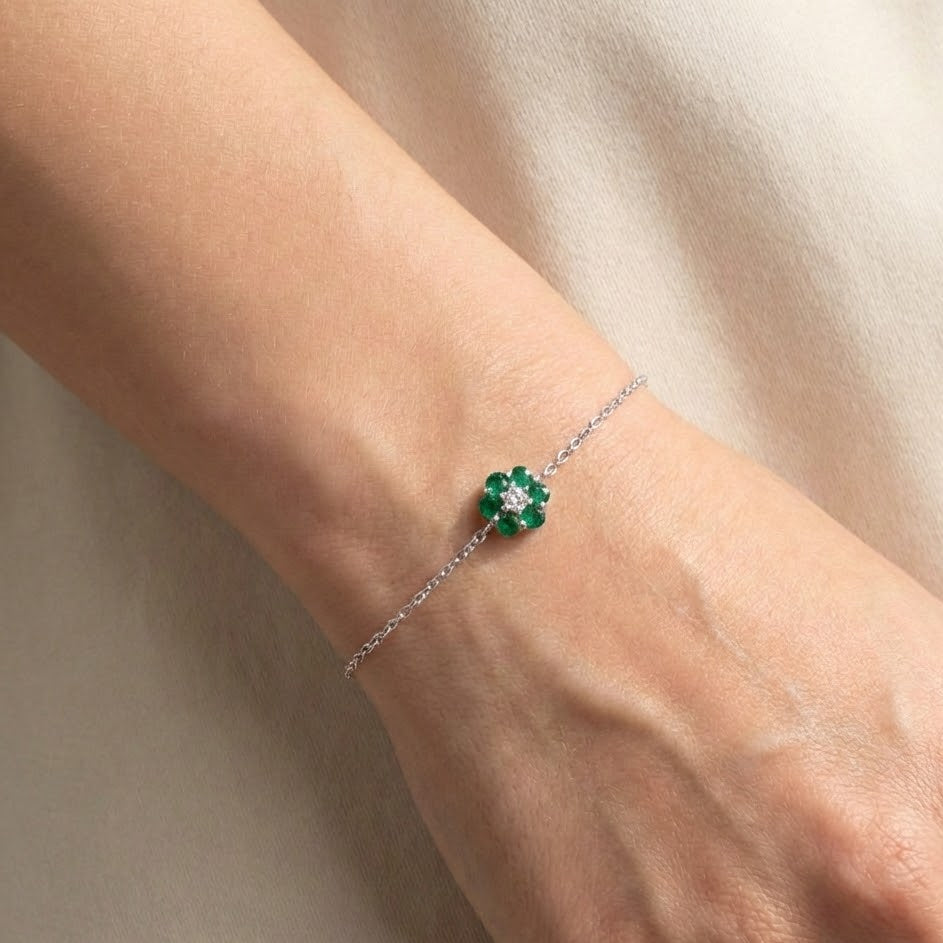 Bracciale Petali Cromatici con Fiore di Zirconi in Argento 925