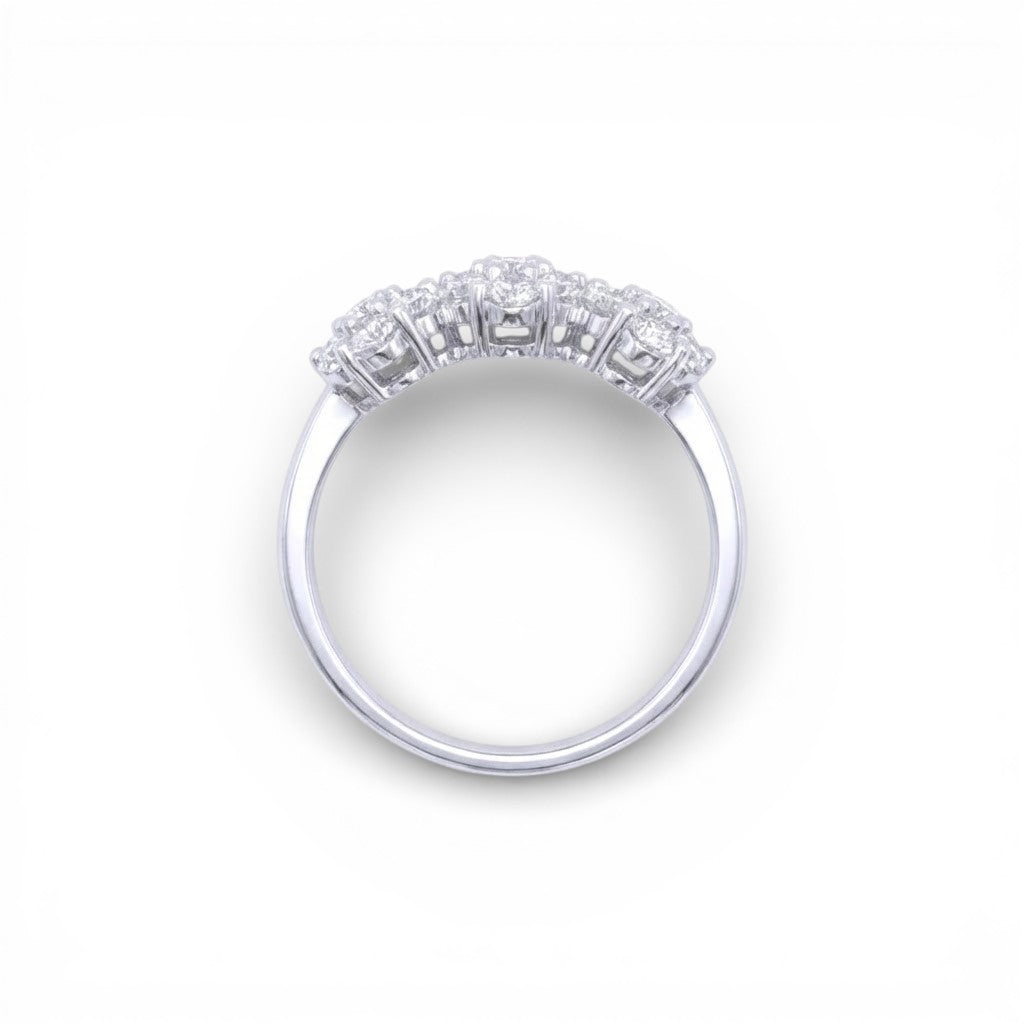 Anello con Fiori Brillantati In Argento 925