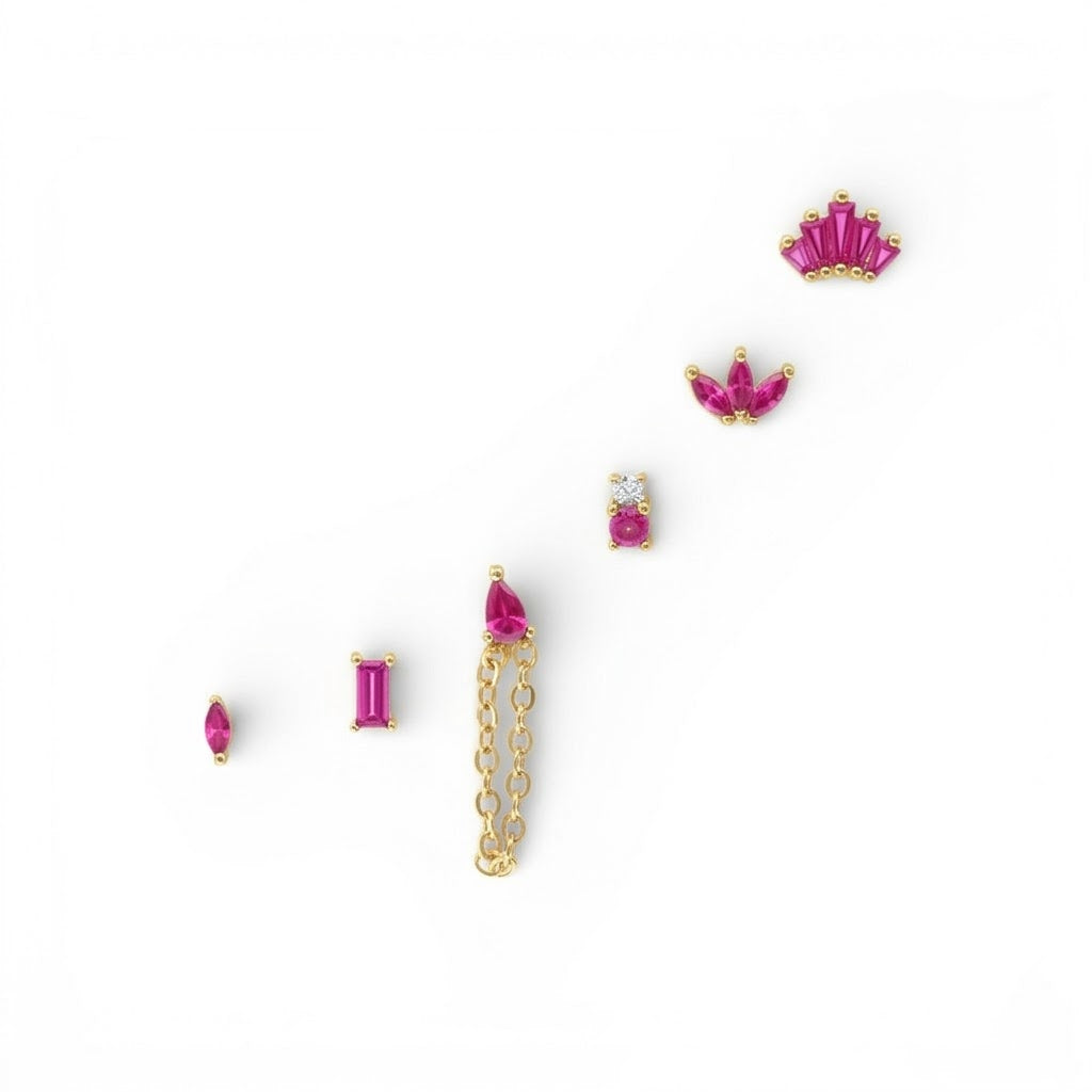 Set Orecchini In Acciaio Inossidabile con Pietre Colorate