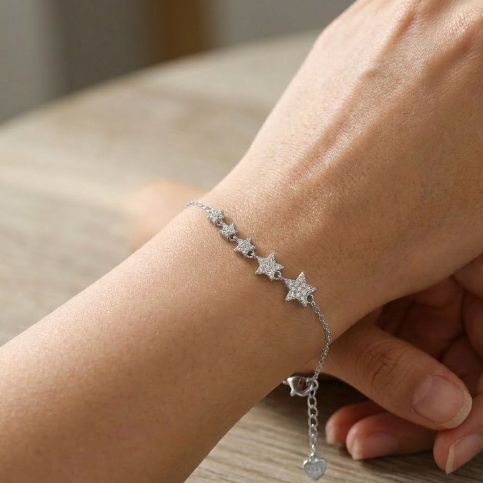 Bracciale con Cinque Stelle Zirconate In Argento 925
