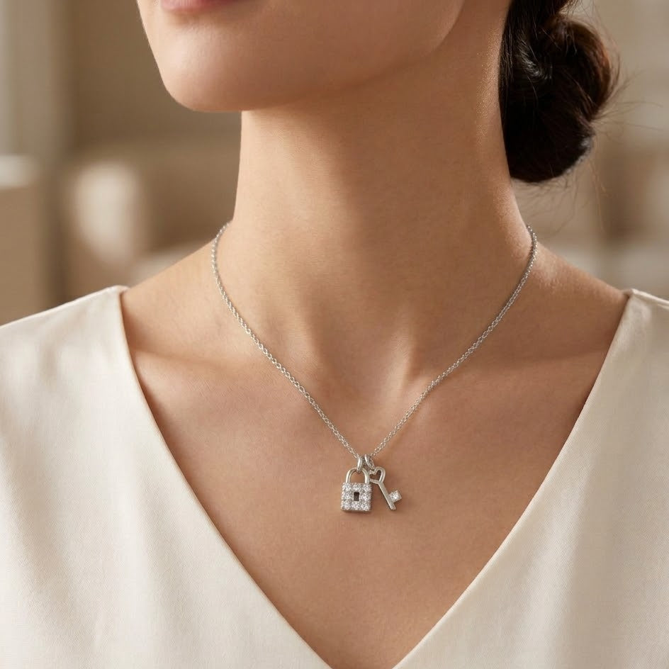 Collana Lucchetto e Chiave In Acciaio Inossidabile