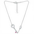 Collana Chiave del Cuore e Baguette Scintillante in Argento 925