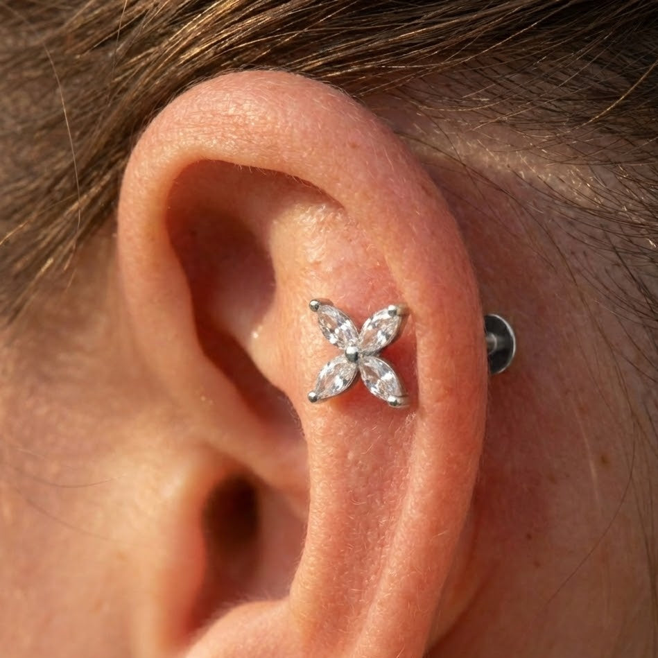 Piercing Crystal Spark Zirconato In Argento 925