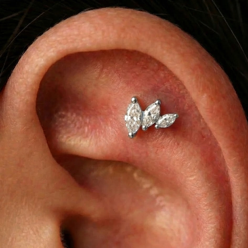 Piercing Tris Zirconi In Argento 925