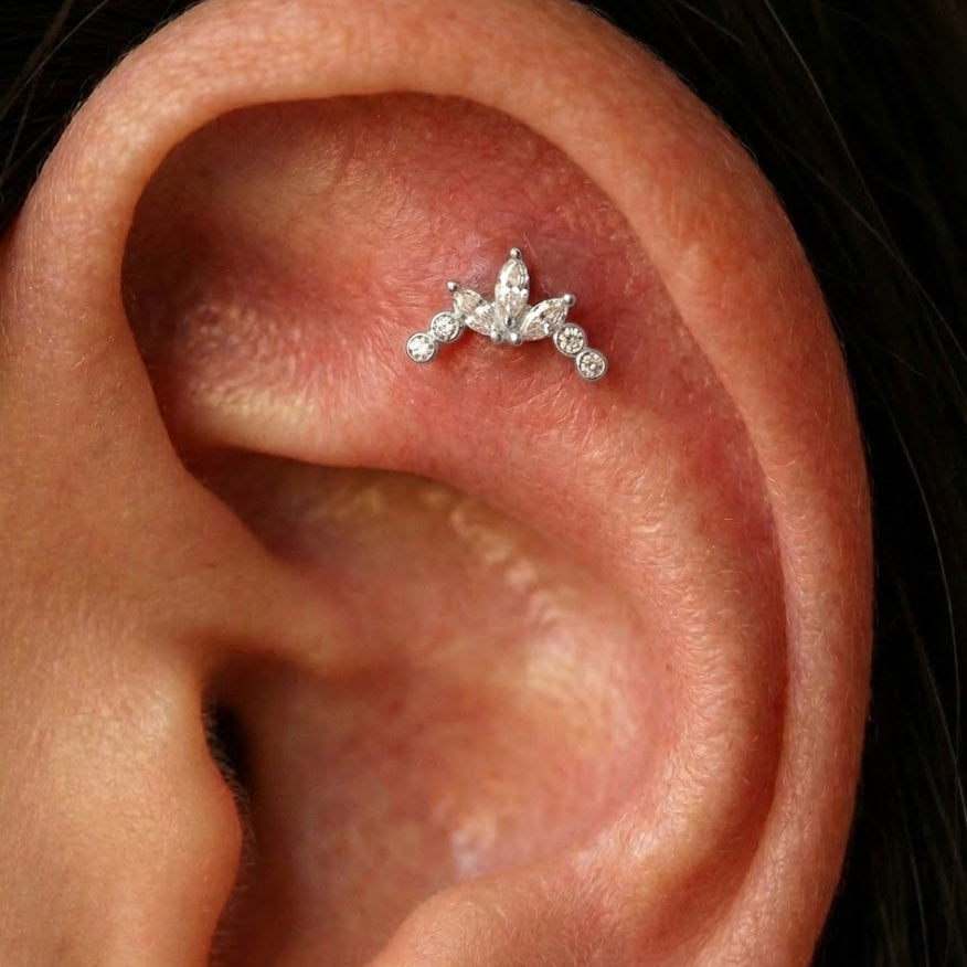 Piercing Trifoglio con Doppia Luce In Argento 925