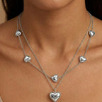 Collana Doppio Filo Multi Hearts In Acciaio Inossidabile