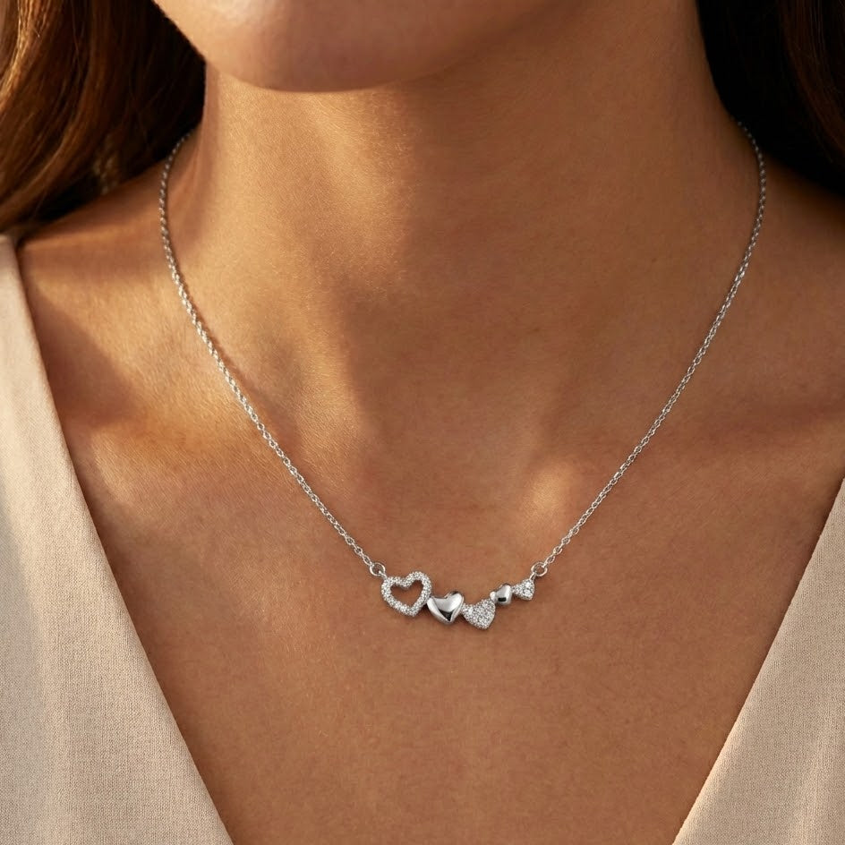 Collana Armonia di Cuori In Argento 925