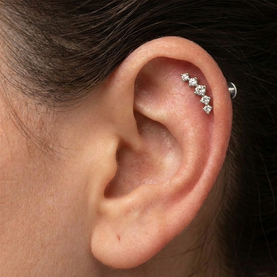 Piercing Mezzaluna Zirconata In Argento 925