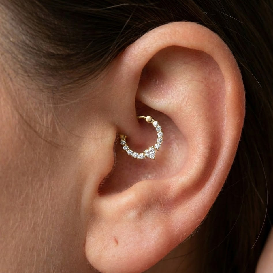 Piercing Daith Cuore Incastonato In Argento 925