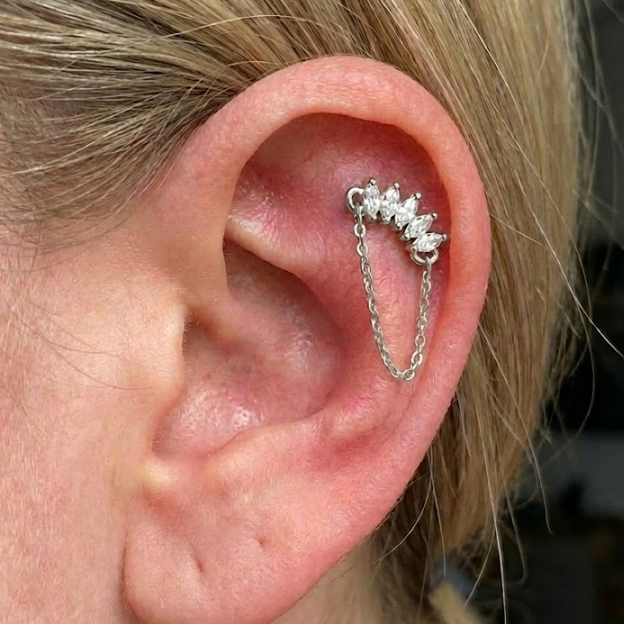 Piercing Zirconato con Catenina In Argento 925