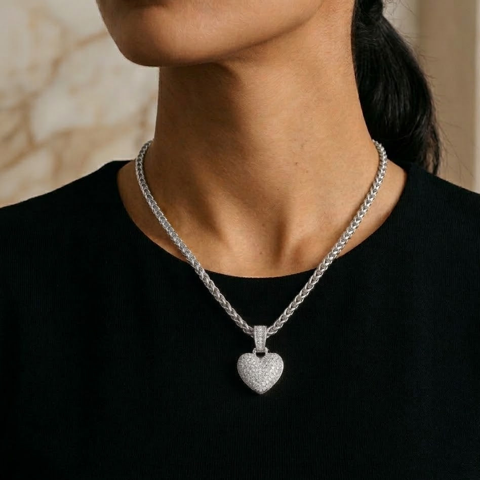 Ciondolo Cuore Bubble Bombato con Pavé di Zirconi