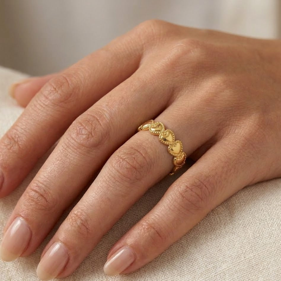 Anello Eternity Hearts In Acciaio Inossidabile