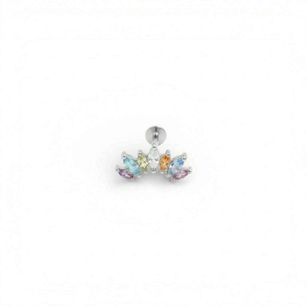 Piercing Pavé Multicolor In Argento 925