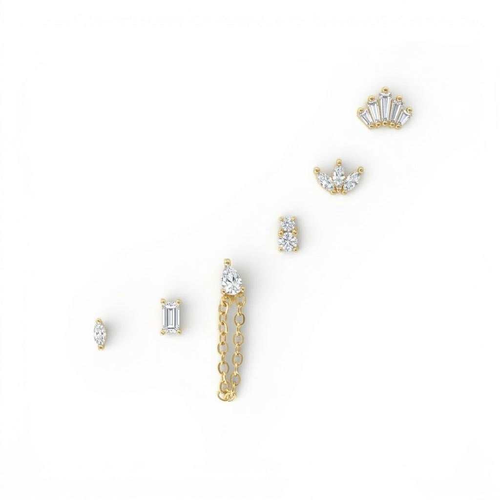 Set Orecchini In Acciaio Inossidabile con Pietre Colorate