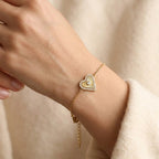 Bracciale Cuore Radiante con Pavé e Punto Luce In Acciaio Inossidabile